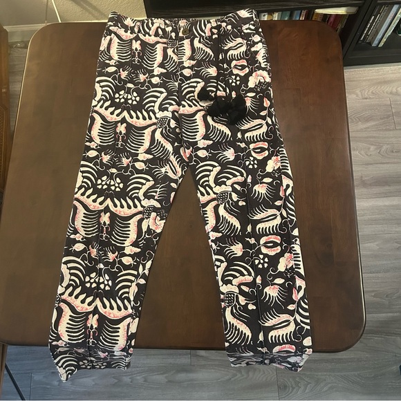 Figue Zulu Straight Leg Brown and Pink Print Cotton Cropped Pants Size M - Picture 2 of 16